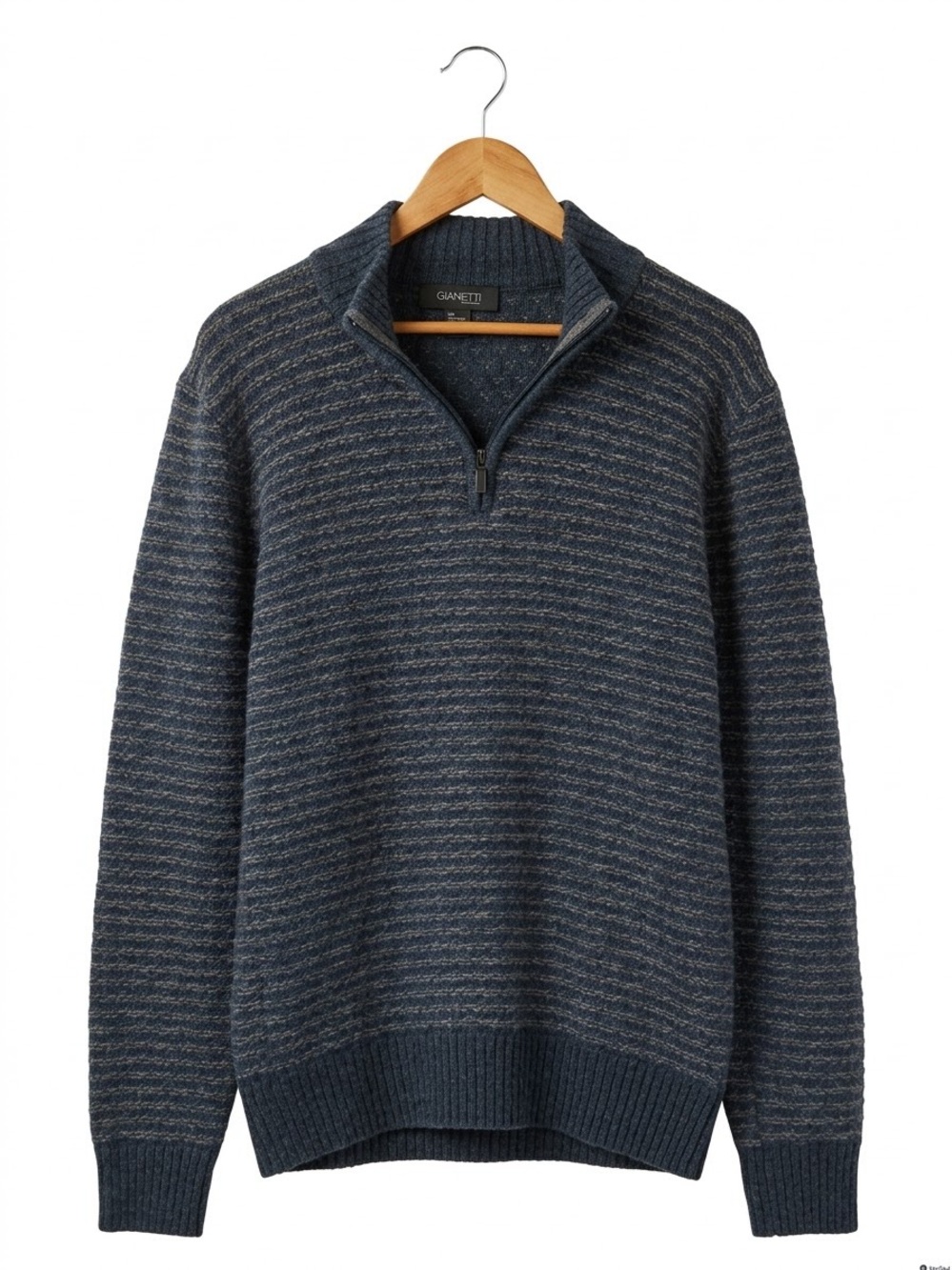 Gianetti Men's Italian Wool Quarter-Zip Sweater Large